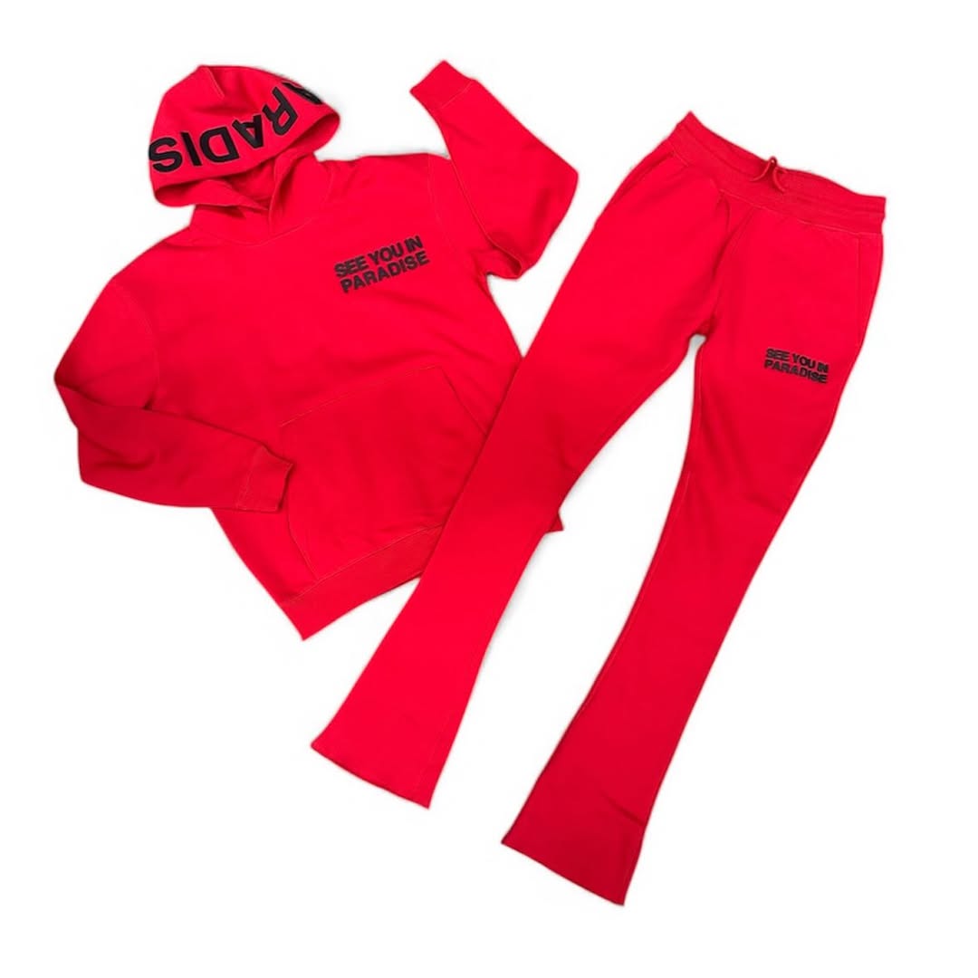 See You In Paradise Fleece Hoodie & Stacked Pants Jogging Suits