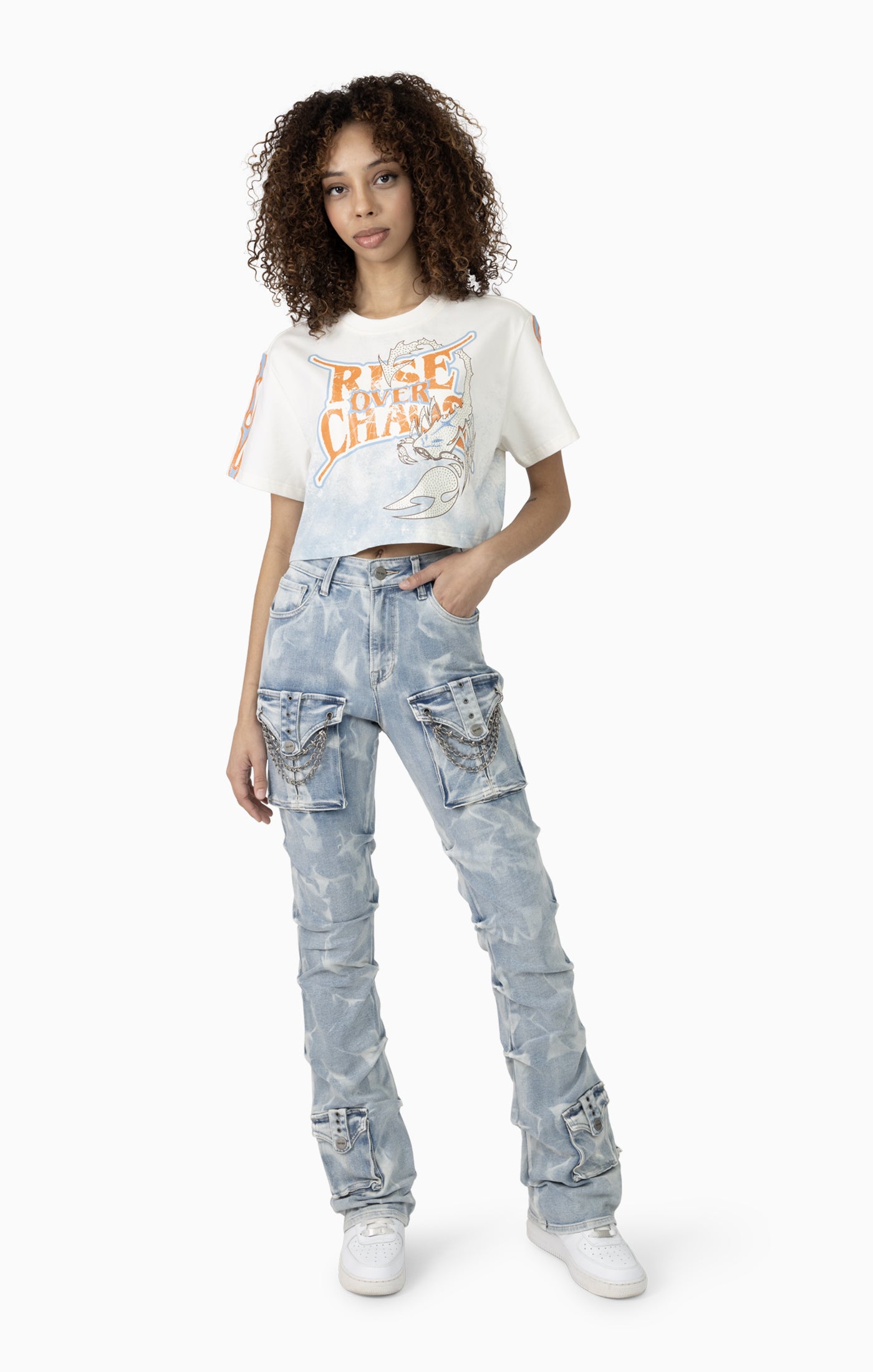 Smoke Rise Women's High Rise Boot Jean with Chain