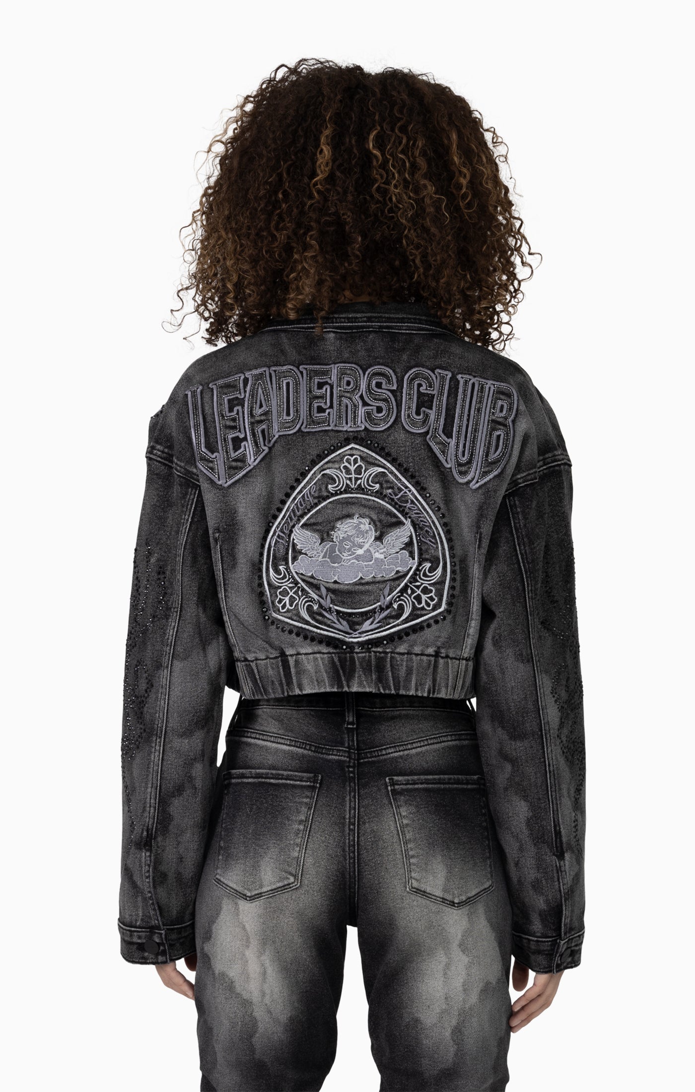 Smoke Rise Women's Drop Shoulder Patched Jacket & High Rise Printed Jean Set