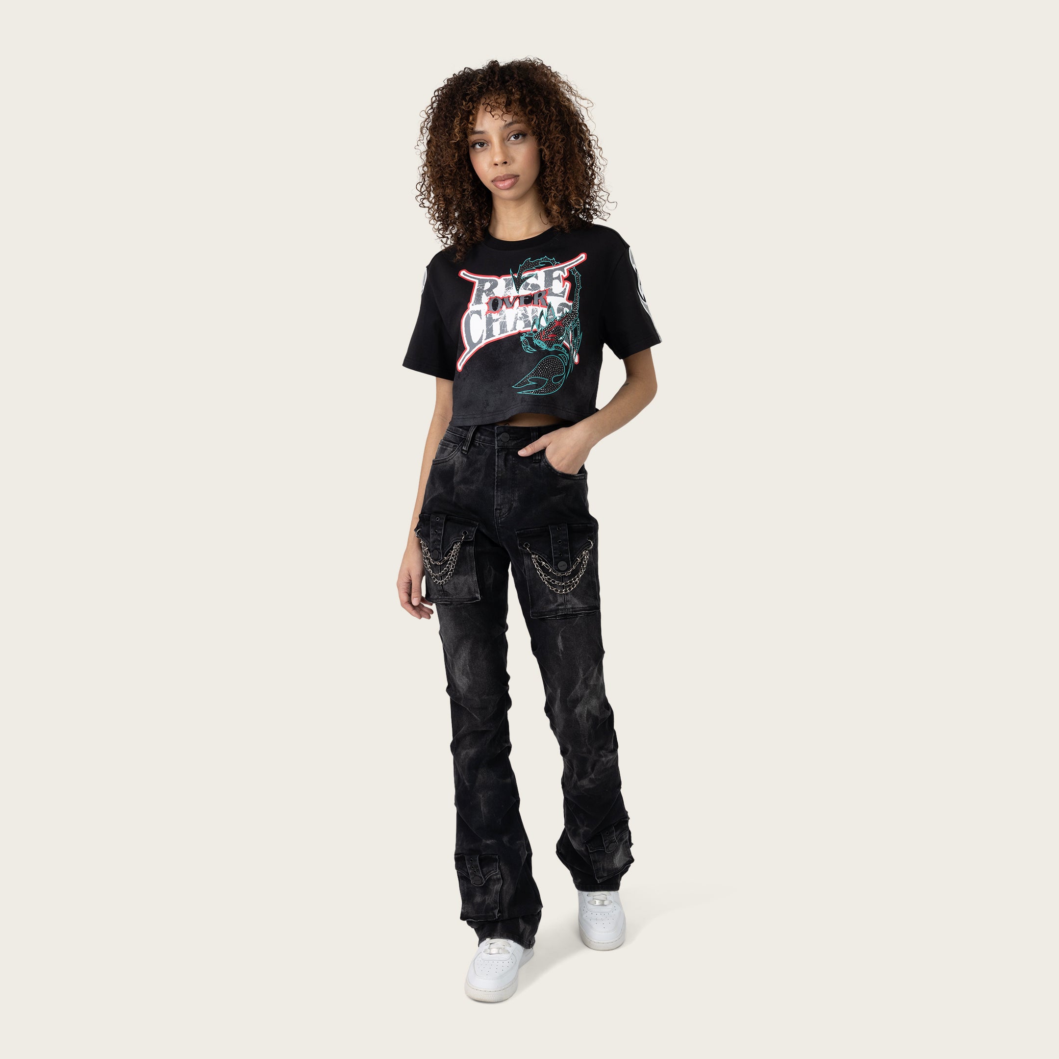 Smoke Rise Women's High Rise Boot Jean with Chain
