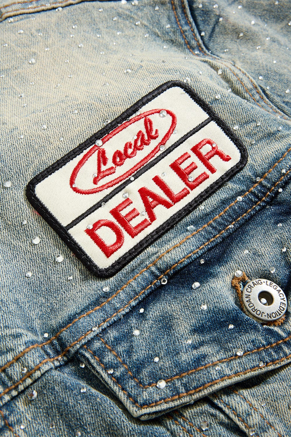 Jordan Craig "Local Dealer" Rhinestone Trucker Denim Jacket