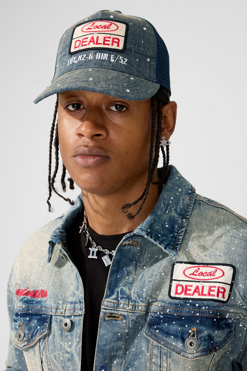 Jordan Craig "Local Dealer" Rhinestone Trucker Denim Jacket