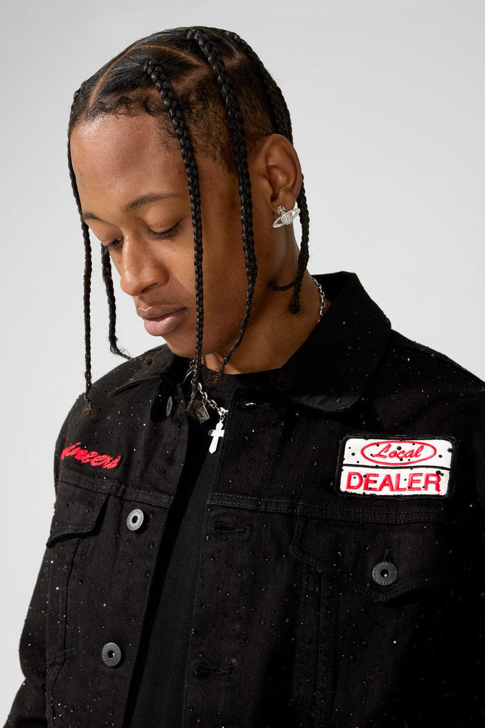 Jordan Craig "Local Dealer" Rhinestone Trucker Denim Jacket