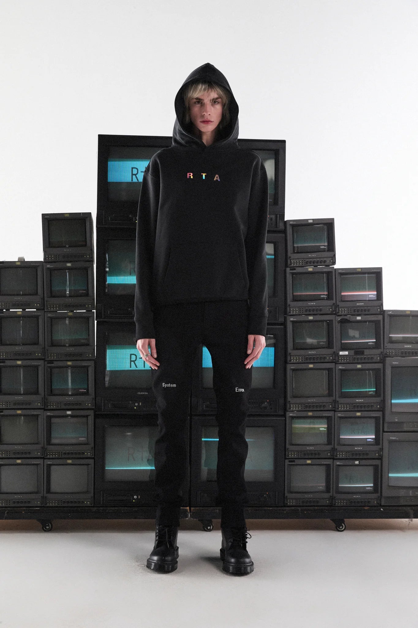 RTA Bryant Skinny Jean - Black Hologram Digital Cross
