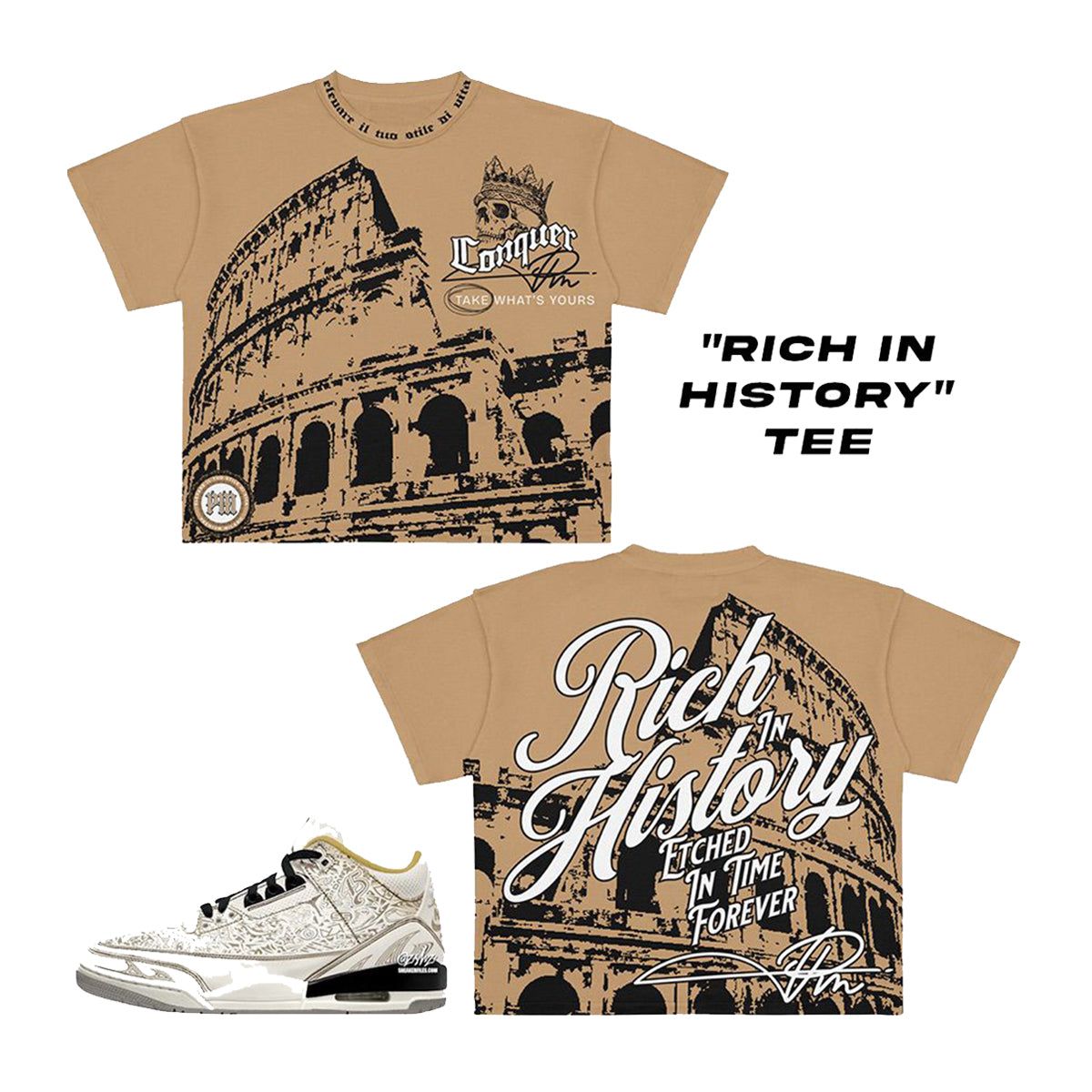 Premium Milano "Rich In History" Crew Neck T-Shirt - Khaki
