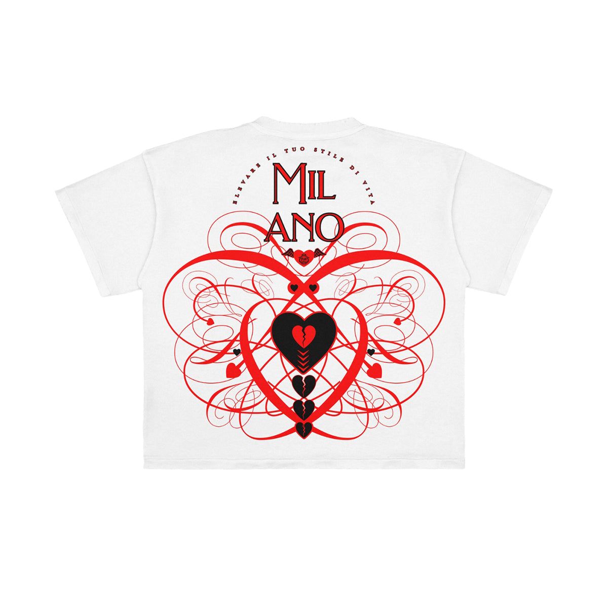 Premium Milano "Melted Heart" Crew Neck T-Shirt - White