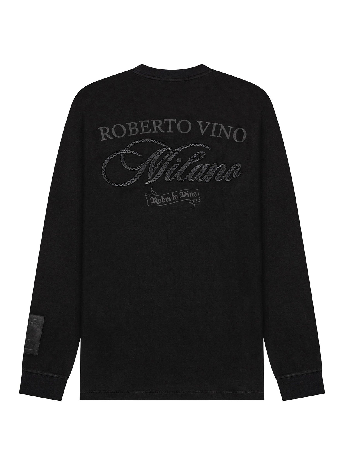 Roberto Vino "Slim Fit Long Sleeve Tee" - Milano Script Black