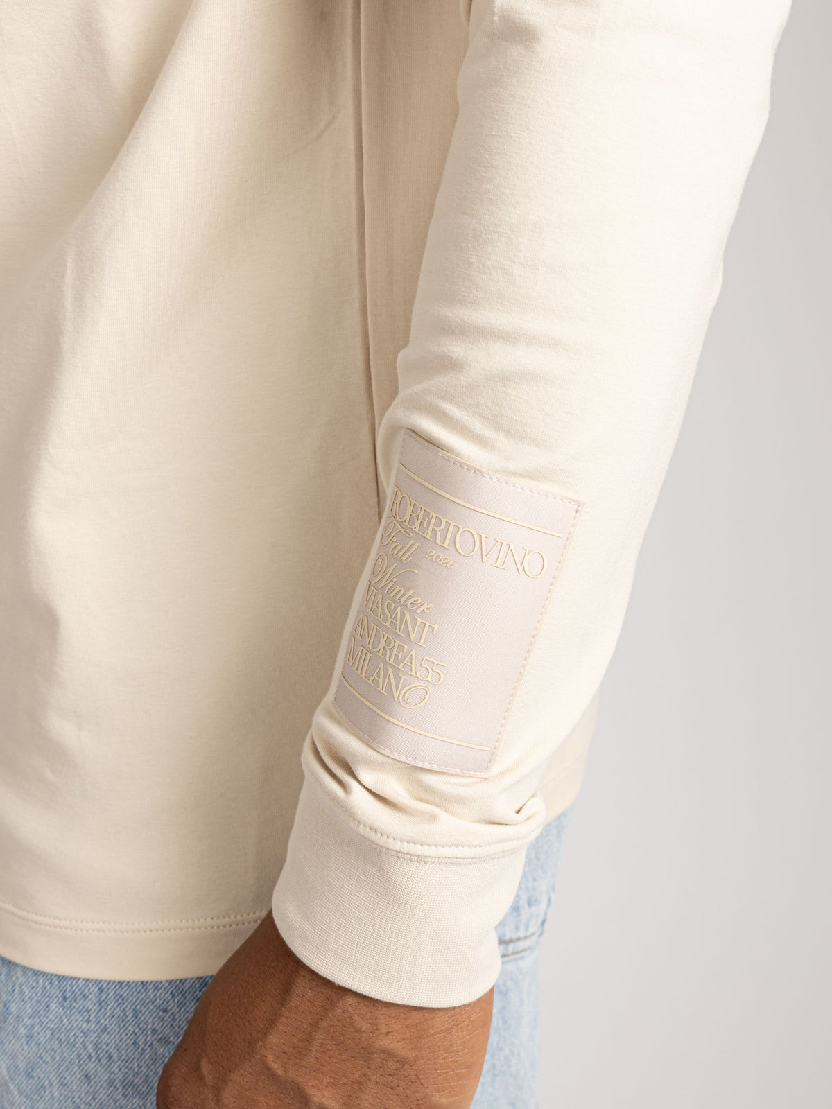 Roberto Vino "Slim Fit Long Sleeve Tee" - Milano Script Beige