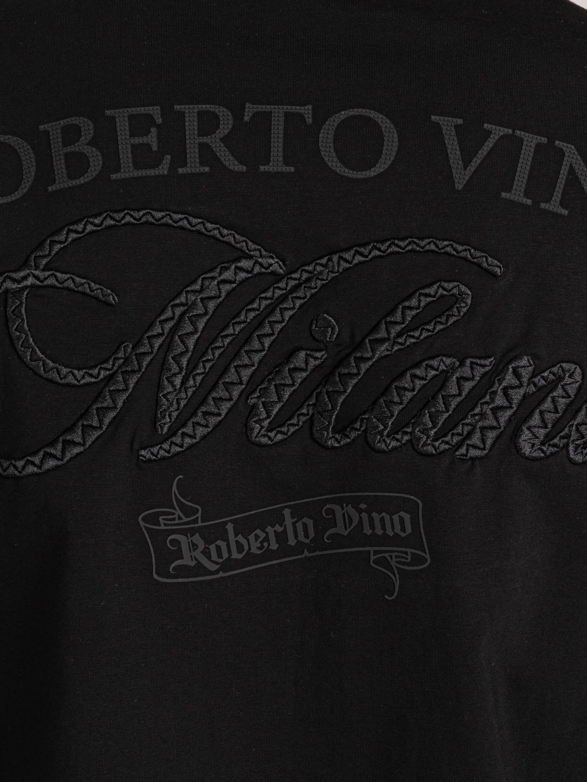 Roberto Vino "Slim Fit Long Sleeve Tee" - Milano Script Black