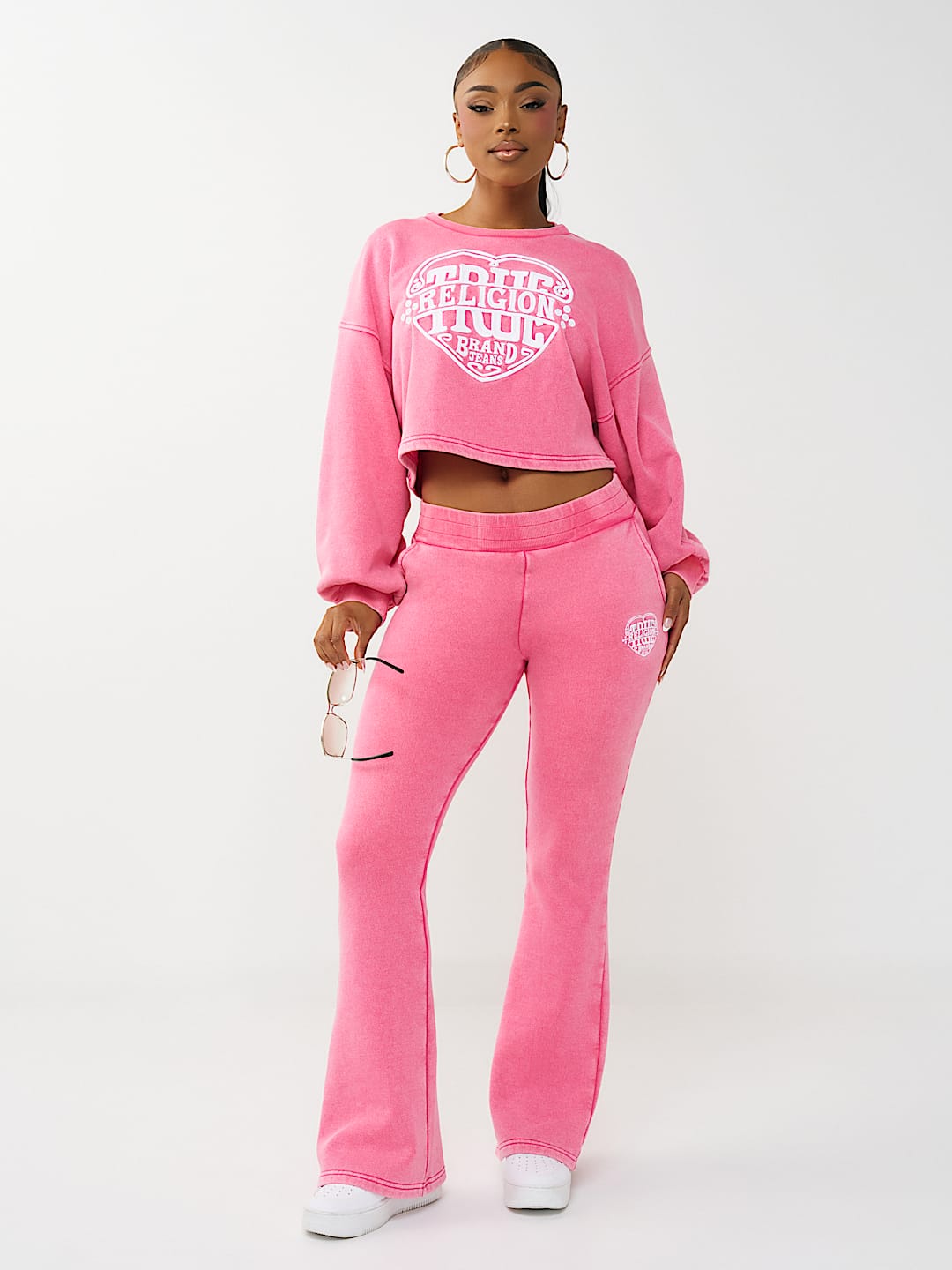 True Religion Women's Washed Heritage Dolman Pullover & Bootcut Sweatpants