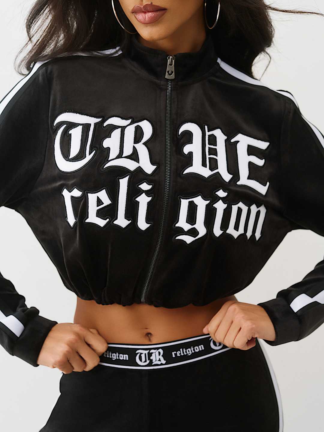True Religion Women's Velour Track Jacket & Bootcut Pants