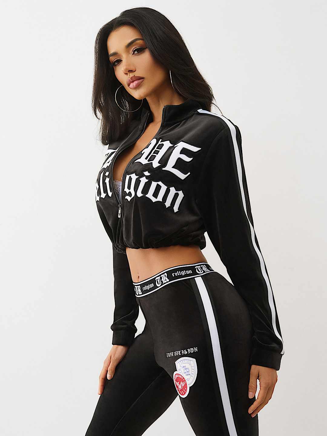 True Religion Women's Velour Track Jacket & Bootcut Pants