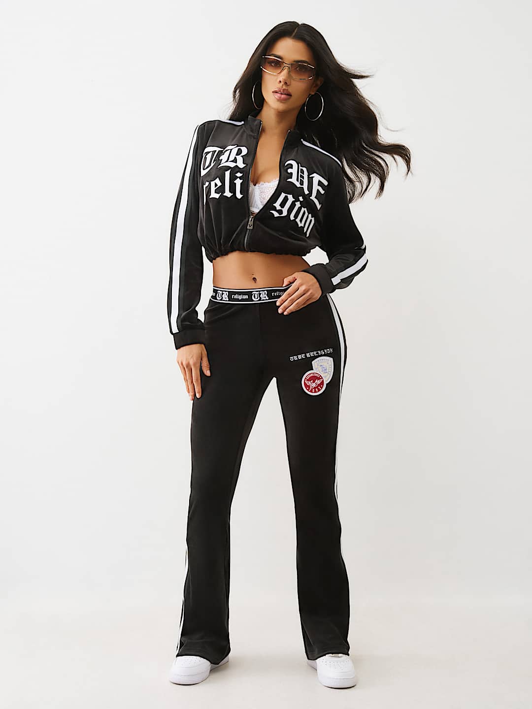 True Religion Women's Velour Track Jacket & Bootcut Pants