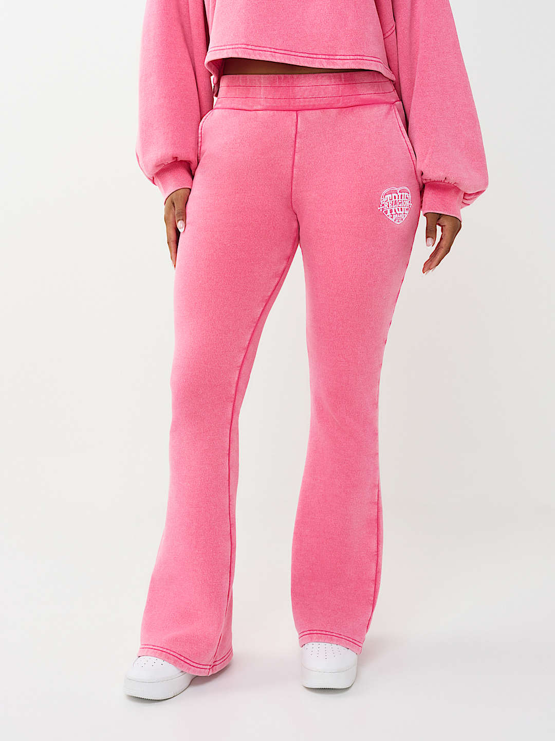 True Religion Women's Washed Heritage Dolman Pullover & Bootcut Sweatpants