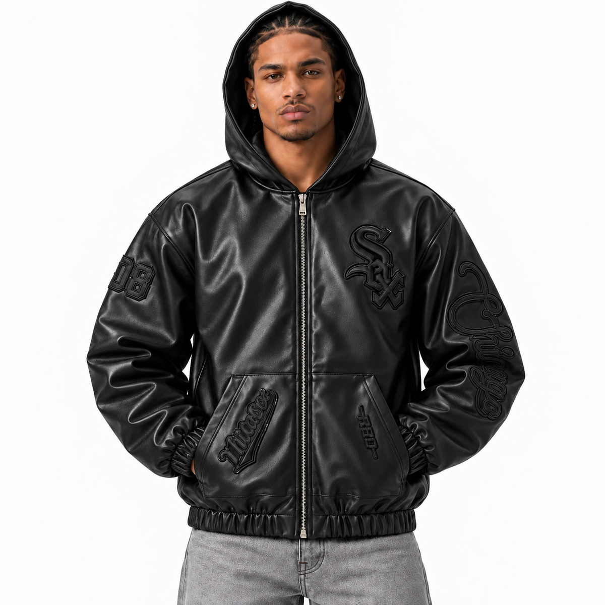 Pro Standard DC Exclusive Chicago White Sox Black on Black Leather Jacket