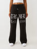 True Religion Women's Crystal Logo Cropped Zip Hoodie & Crystal Script Wide Leg Sweatpants - Jet Black