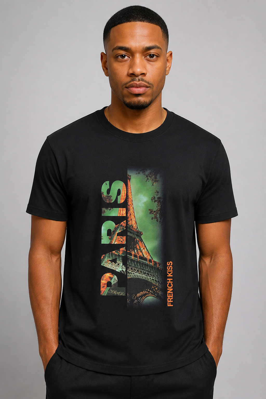 Luxe "Paris" Tee - Black/Green/Orange