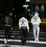 Avirex Jet Black (Black and White) Leather Icon Jacket