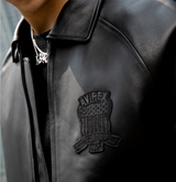 Avirex Black (Black on Black) Leather Icon Jacket