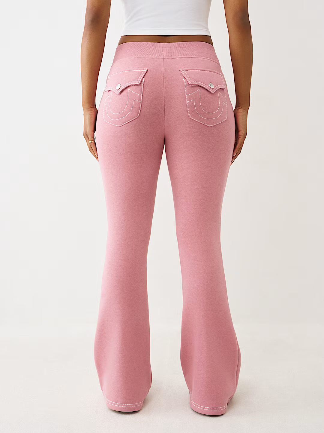 True Religion Women's Big T Shrunken Zip Hoodie & Big T Flared Sweatpants - Nostalgia Rose
