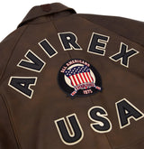 Avirex Vintage Brown (Brown and White) Icon Leather Jacket