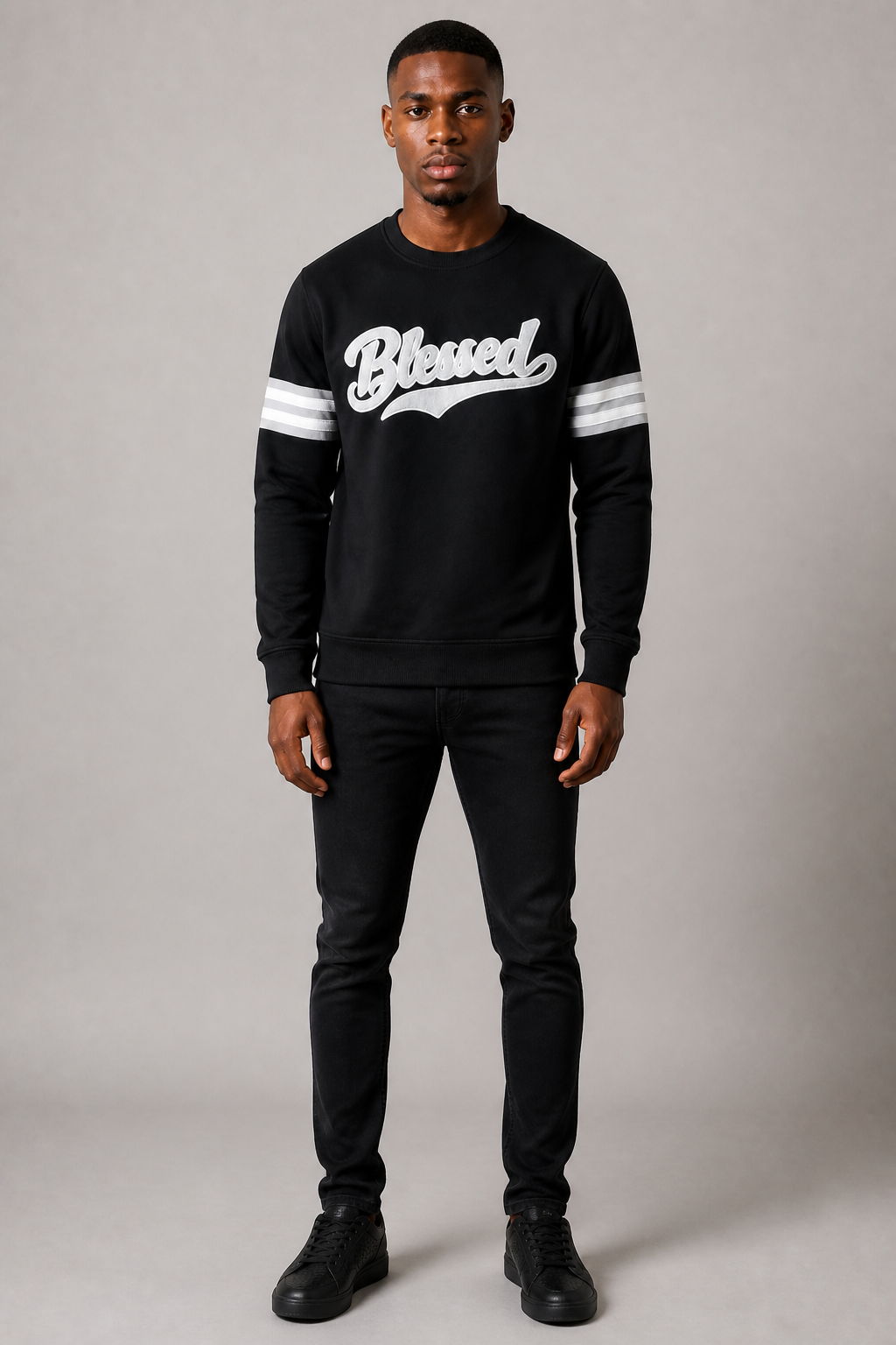 Black Pike "Blessed" Fleece Sweater - Black