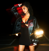 Avirex Jet Black (Black and White) Leather Icon Jacket