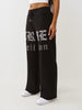 True Religion Women's Crystal Logo Cropped Zip Hoodie & Crystal Script Wide Leg Sweatpants - Jet Black