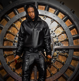 Avirex Black (Black on Black) Leather Icon Jacket