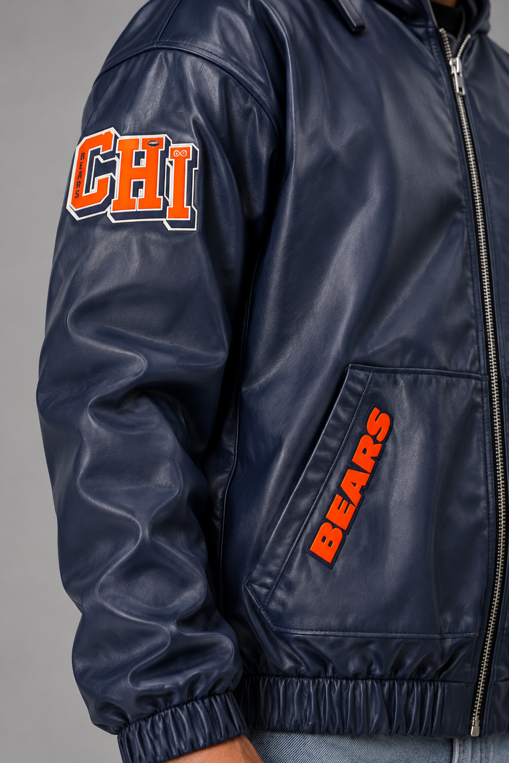 Pro Standard DC Exclusive Chicago Bears Leather Jacket - Navy