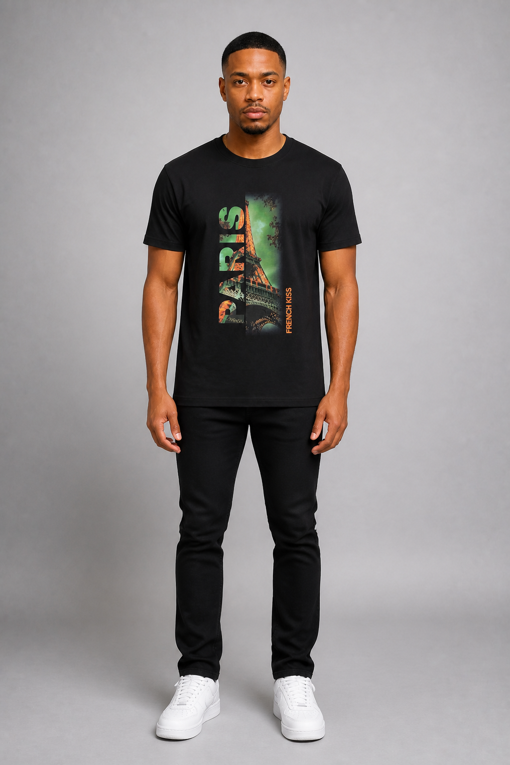 Luxe "Paris" Tee - Black/Green/Orange