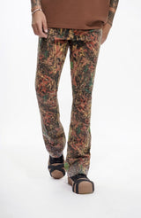 Valabasas "Recon" Rhinestone Stacked Jeans - Leaf Camo
