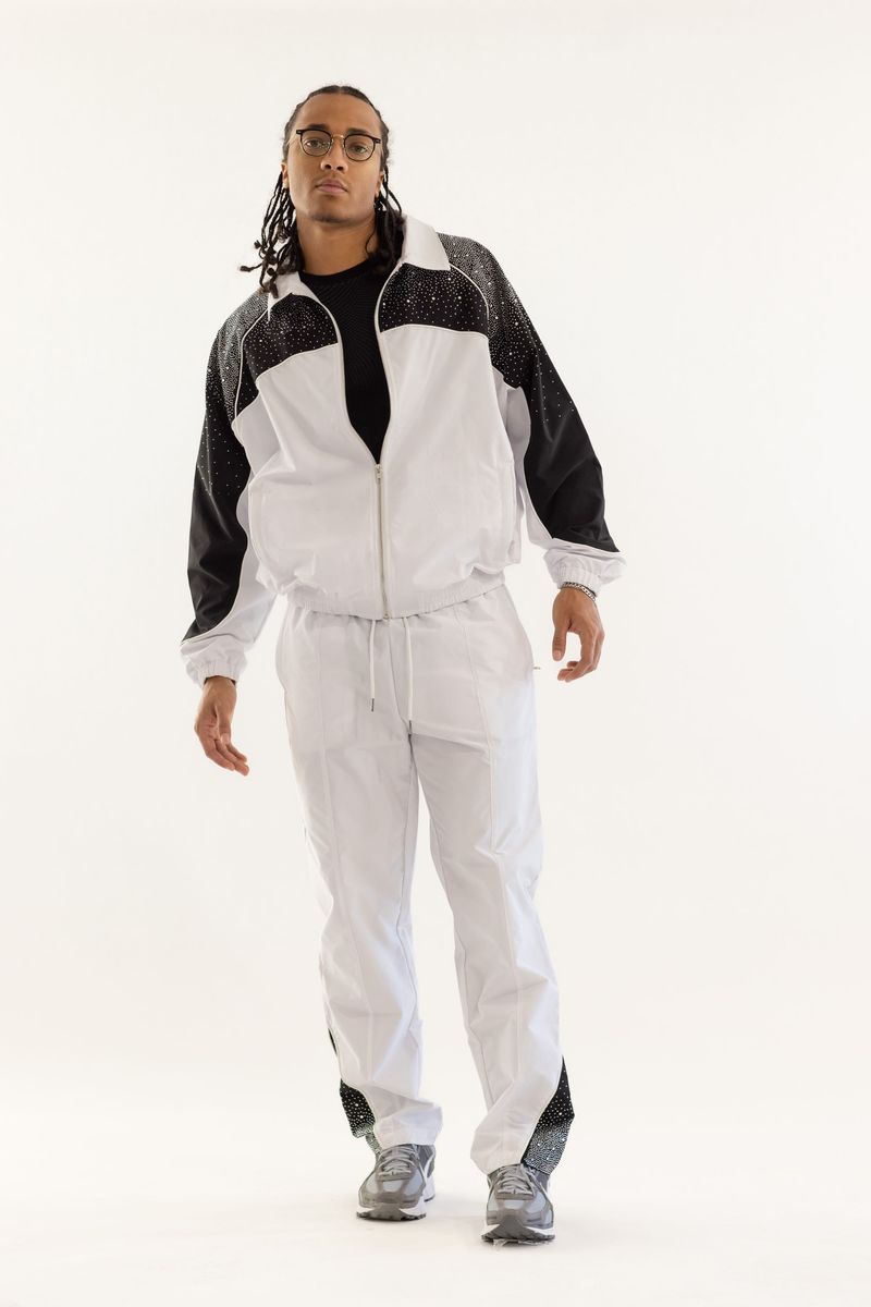Kindred Rhinestone Nylon Track Suit – Full Zip Jacket & Track Pants