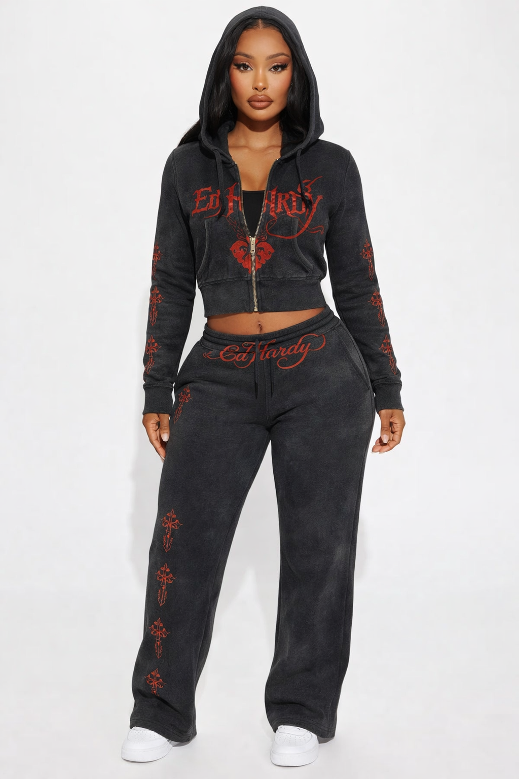 Ed Hardy "Crosses" Zip Hoodie & Sweatpants