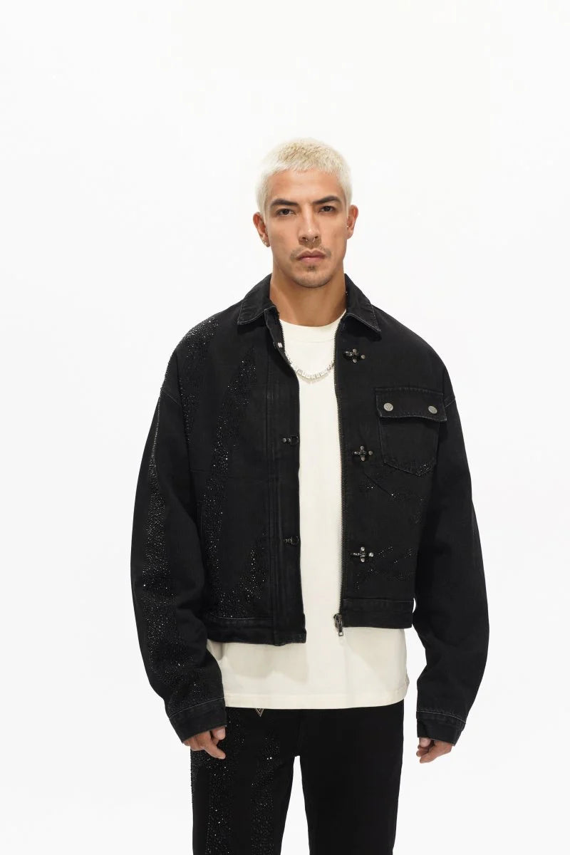 Valabasas "Encrypted" Black Rhinestone Denim Jacket