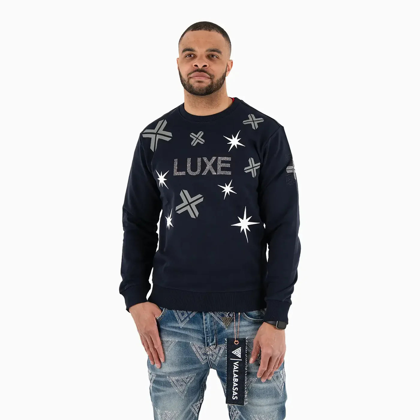Luxe Crewneck Crystals Crewneck Sweater