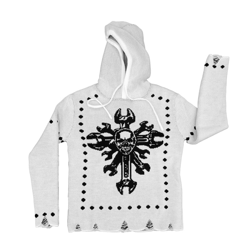 One In A Million Face Pattern Cropped Hoody