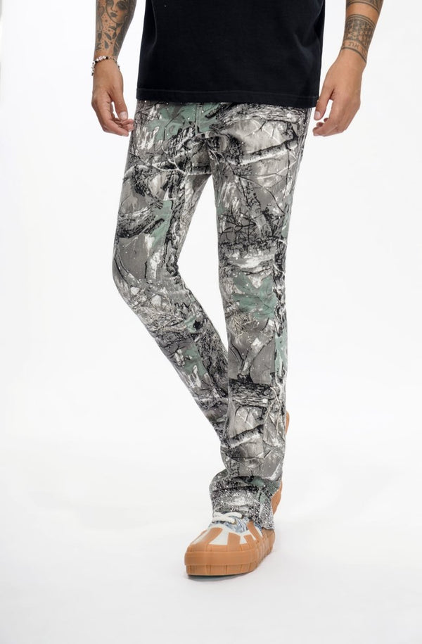 Valabasas "Recon" Rhinestone Stacked Jeans - Grey Forest