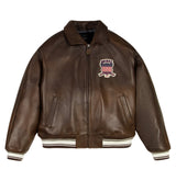 Avirex Vintage Brown (Brown and White) Icon Leather Jacket