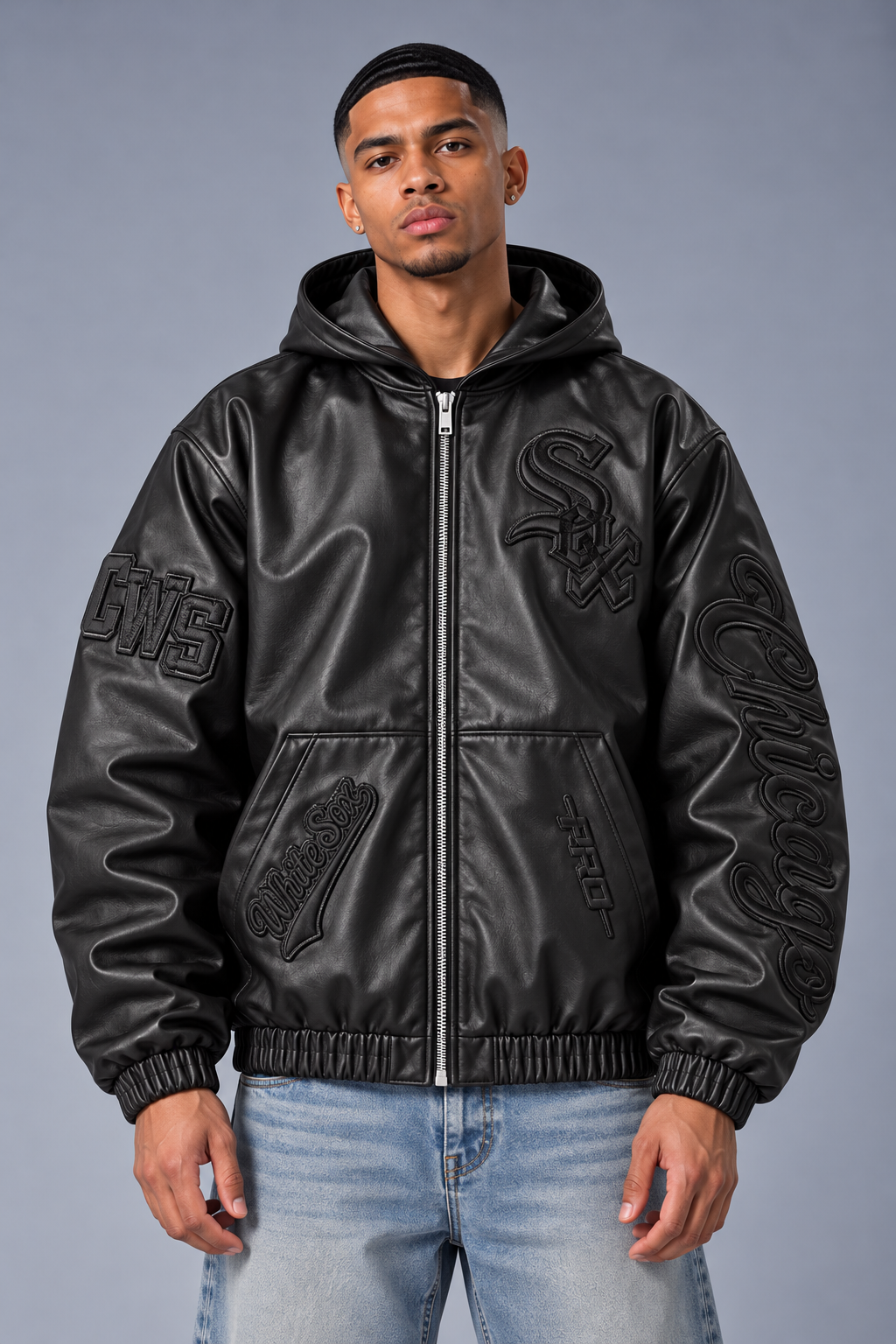 Pro Standard DC Exclusive Chicago White Sox Black on Black Leather Jacket