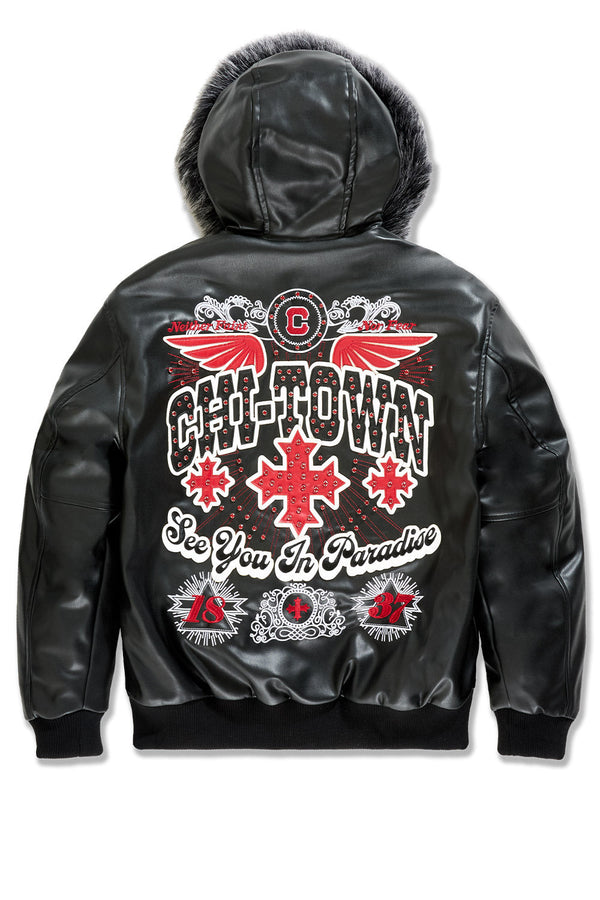 See You In Paradise "Chitown" Hooded Bomber Leather Jacket