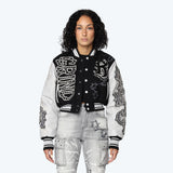 Smoke Rise "Dystopia" Crop Fit Varsity Jacket