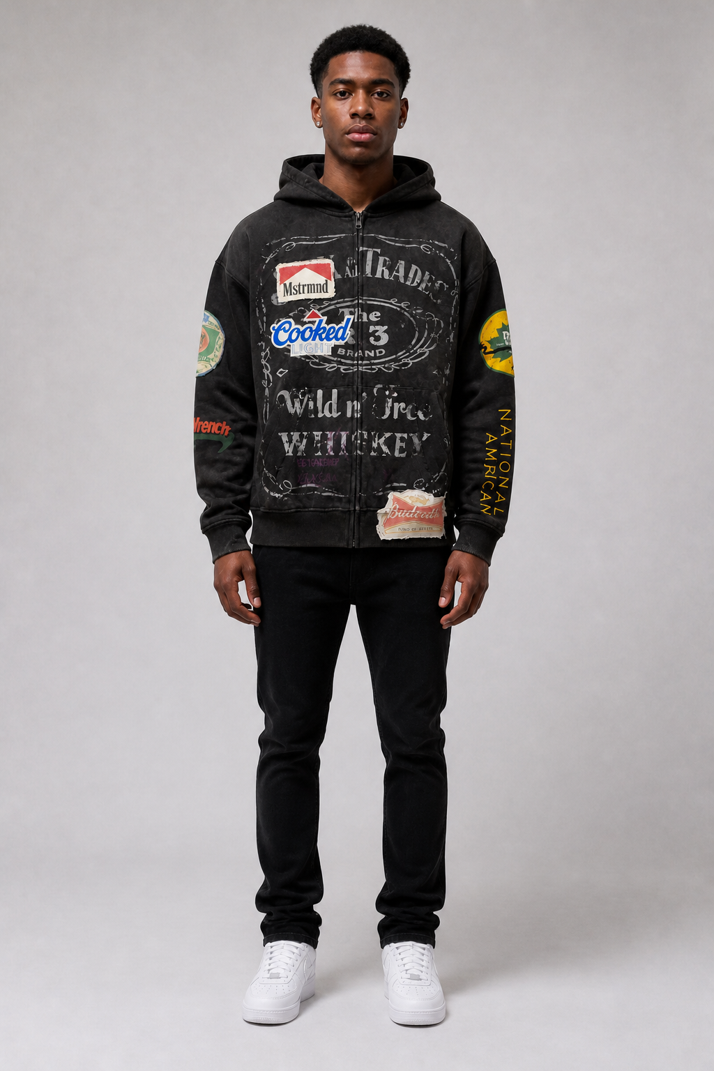 REBEL "Mstrmnd Cooked Light" Cotton Boxy Hoodie - Black