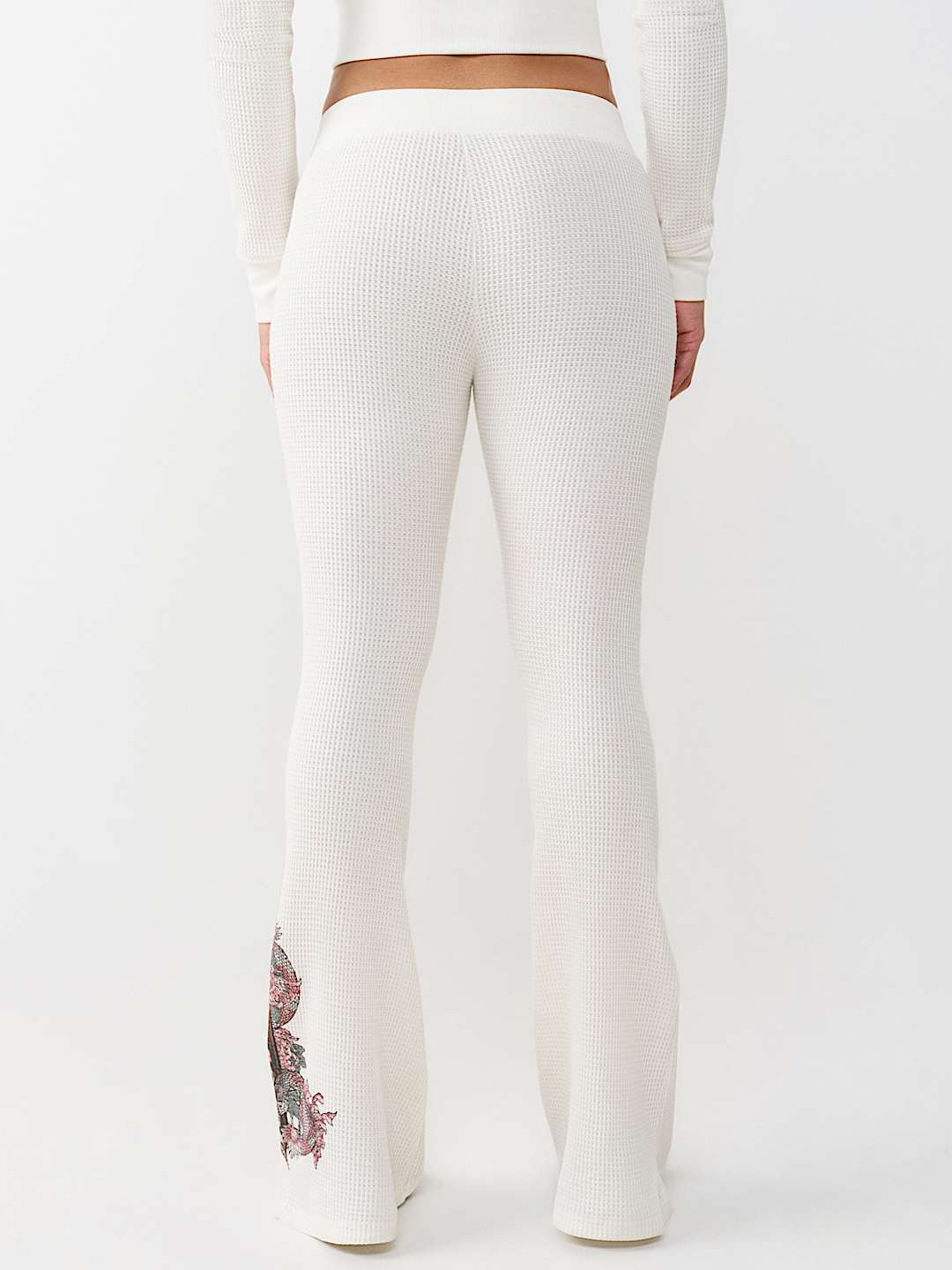 True Religion Women's Waffle Knit Contour Zip Hoodie & Mid Rise Flare Pants Set