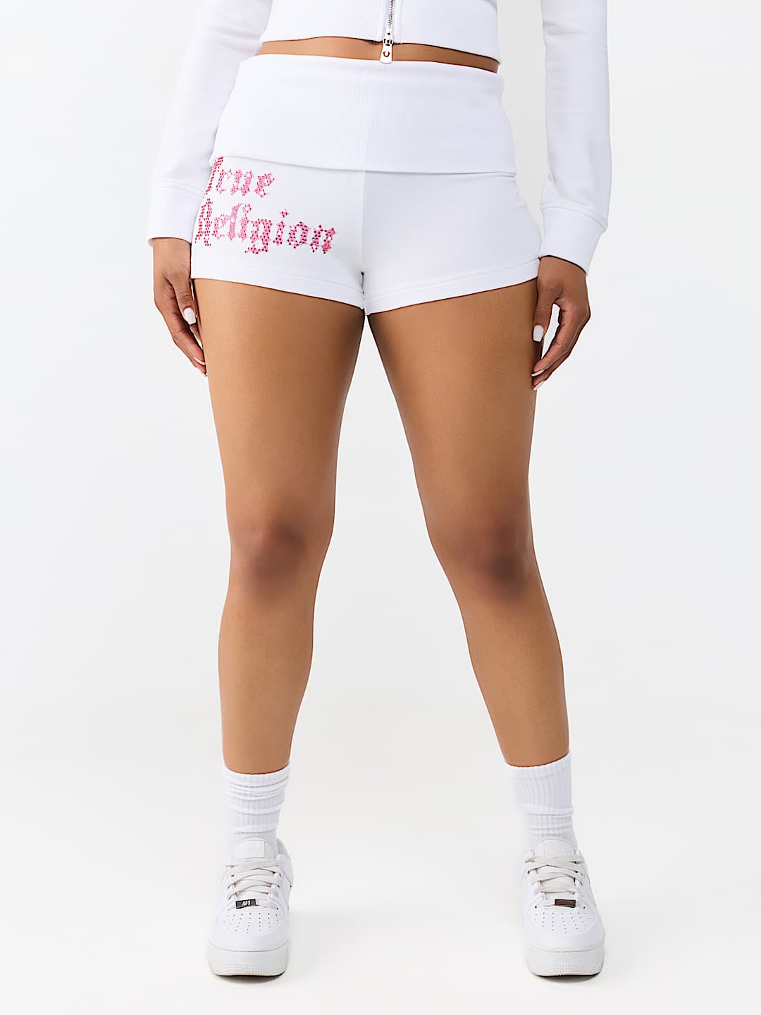 True Religion Women's Crystal Foldover Waistband Short
