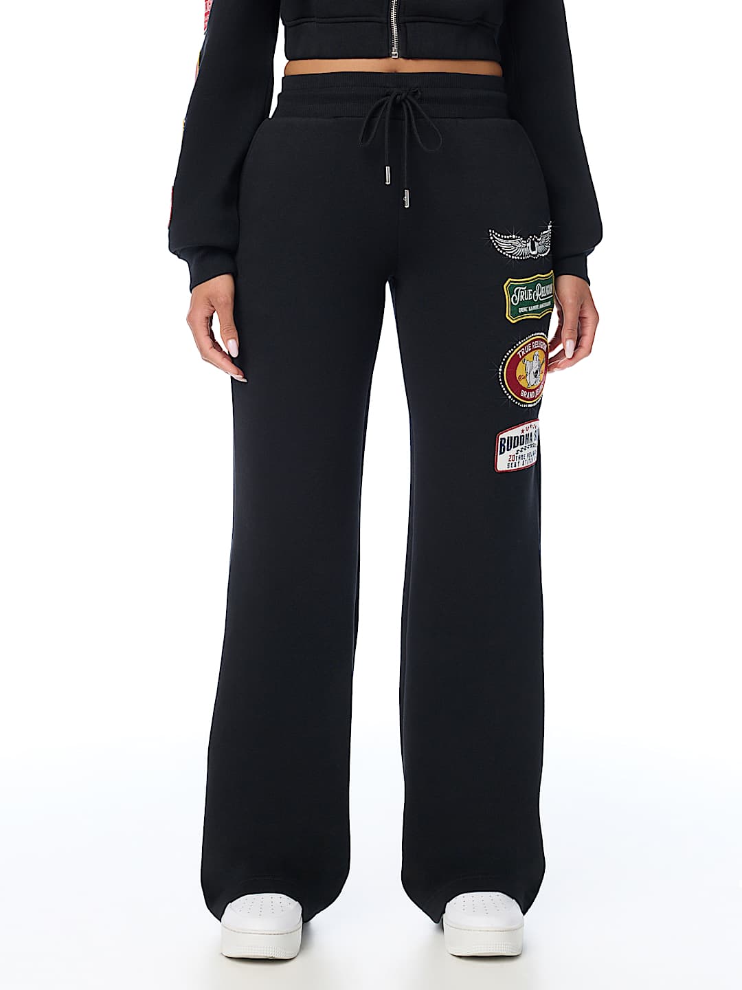 True Religion Women's Crystal Varsity Relax Zip up Jogging Suit