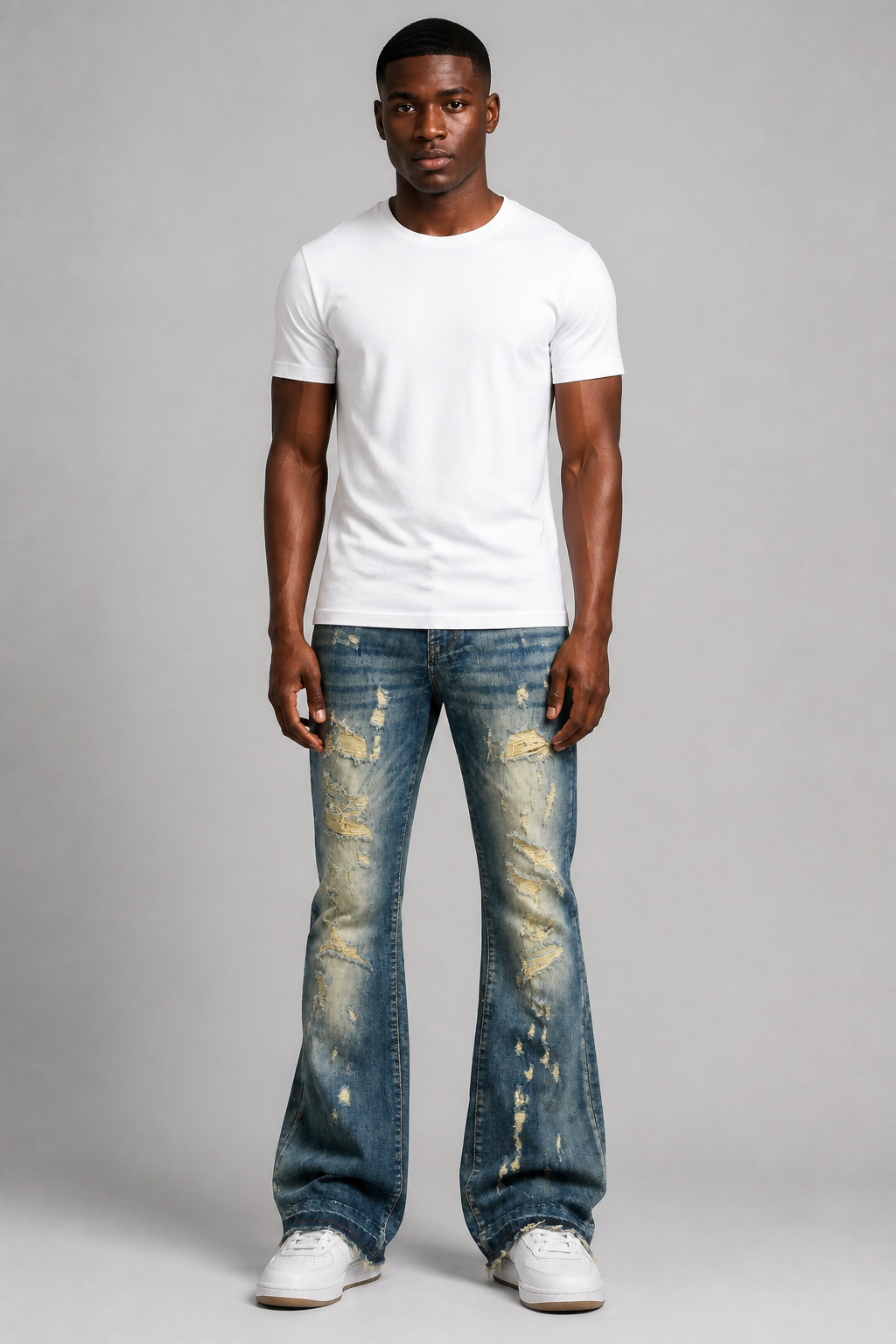 Damati Ripped Stacked Jeans