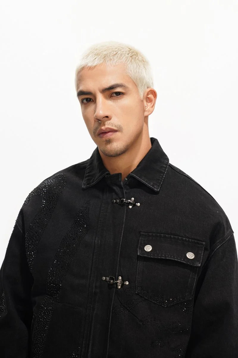Valabasas "Encrypted" Black Rhinestone Denim Jacket