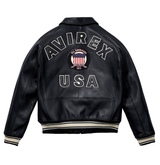 Avirex Jet Black (Black and White) Leather Icon Jacket