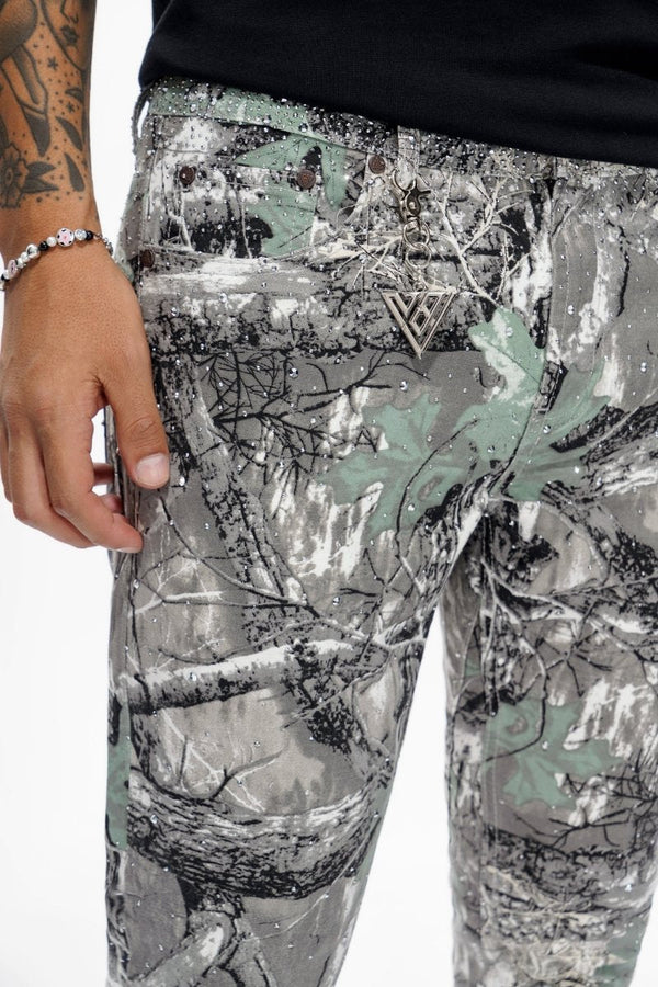 Valabasas "Recon" Rhinestone Stacked Jeans - Grey Forest